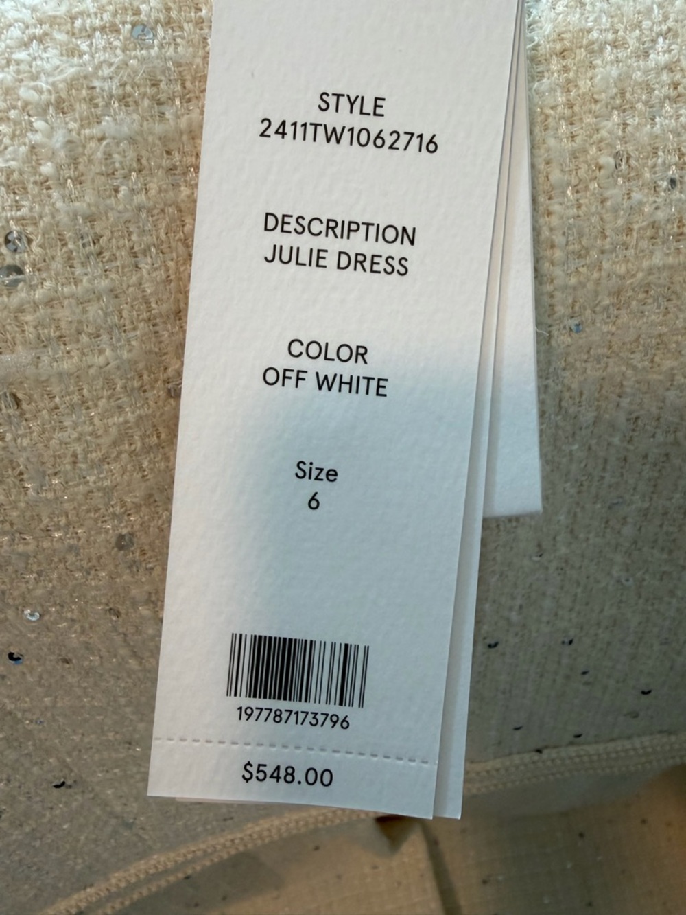NWT Veronica Beard Julie Embellished Tweed Mini Dress in Off-White, Size 6 - Picture 14 of 15